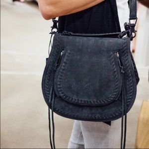Rebecca Minkoff Black Suede Vanity Saddle Bag